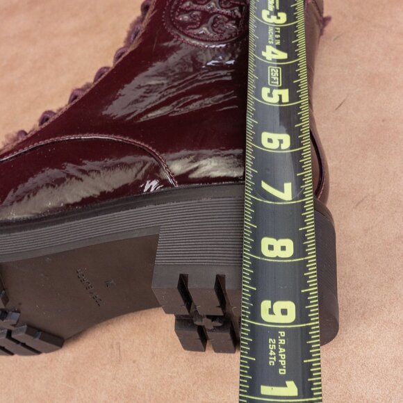 Tory Burch Wmn Miller Shearling Lined Burgundy Leather Zip Combat Boots sz 7 - Picture 6 of 9
